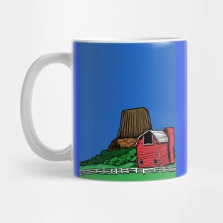 Devils Tower Wyoming and a Red Barn Mug